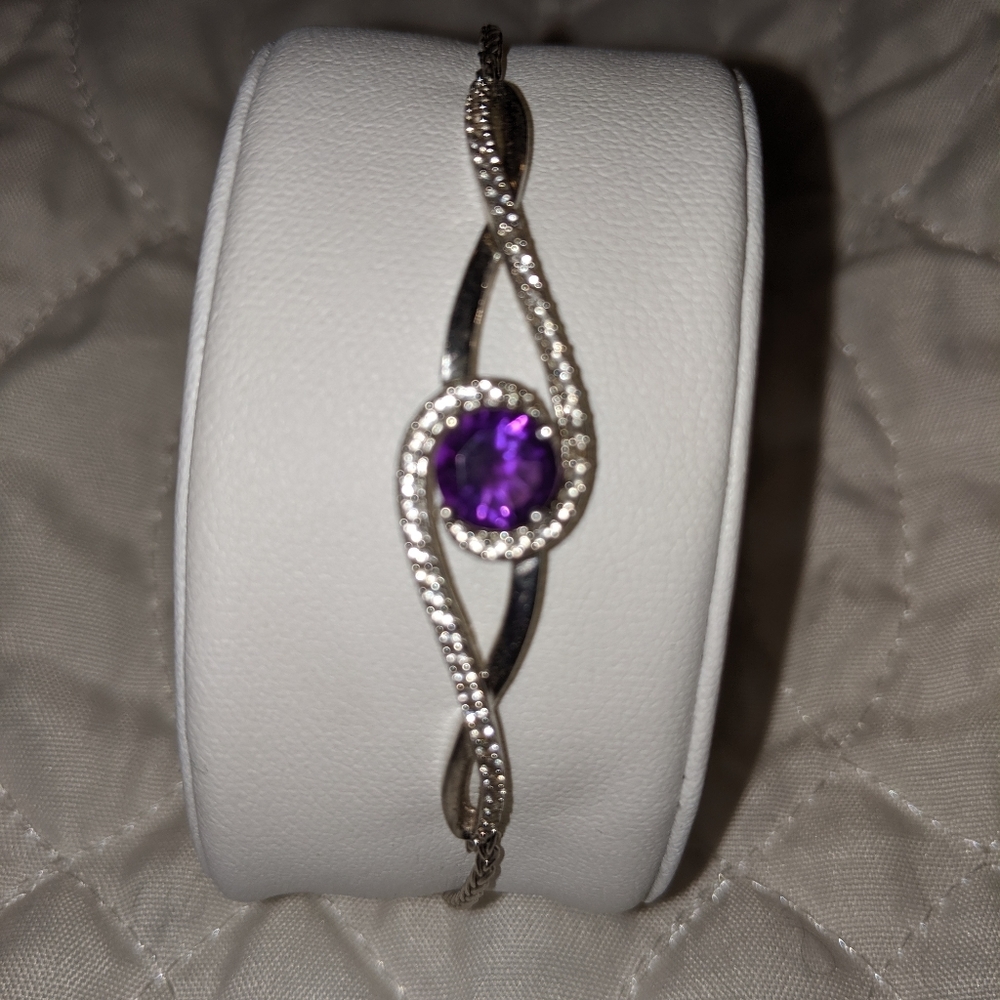 Amethyst Bracelet with Diamond Accent Crystal